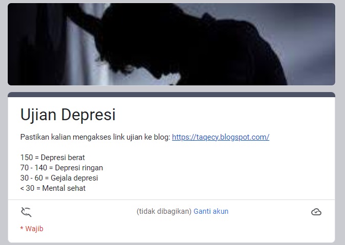 Link Tes Ujian 'DEPRESI' Via Google Form yang Viral di TikTok, Cek Tingkat Depresimu!