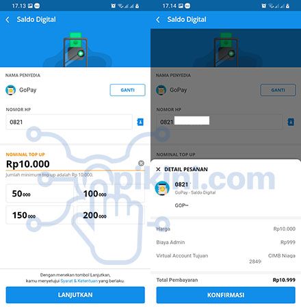 cara top up gopay lewat dana