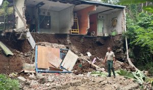 Petugas BPDB Bandung Barat saat Asesmen satu Rumah Ambruk di Kampung Ciharashas, Margajaya, Ngamprah, KBB. Foto: Akmal Firmansyah/Jabarekspres