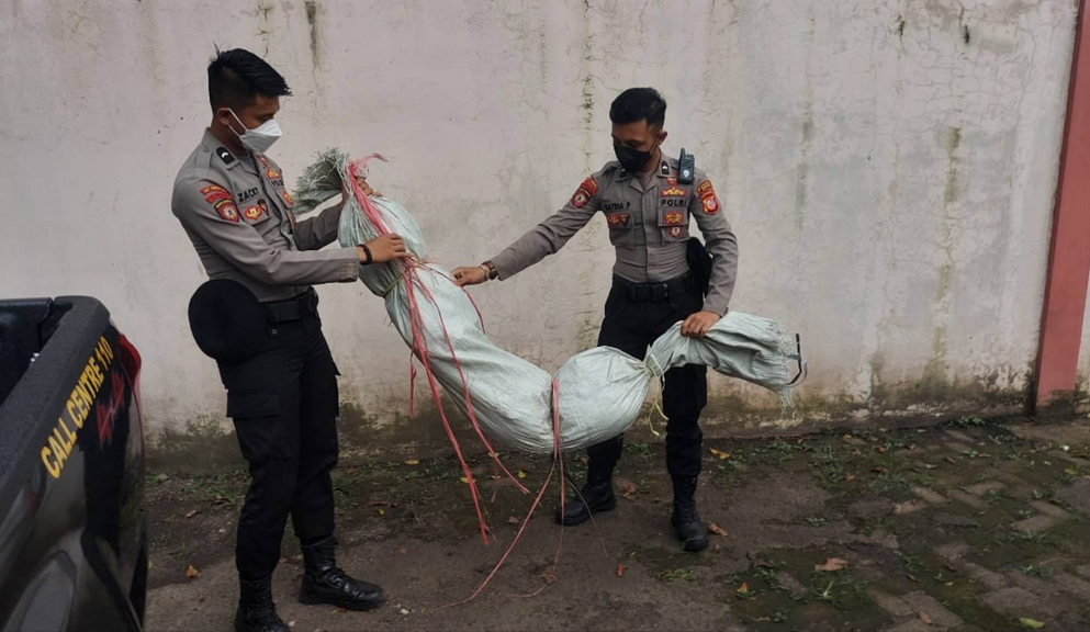 Pocong yang diamankan Polisi lantaran sudah sangat meresahkan warga