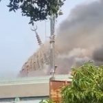 Tangkapan layar video detik-detik ambruknya kubah masjid Jakarta ISlamic Center.