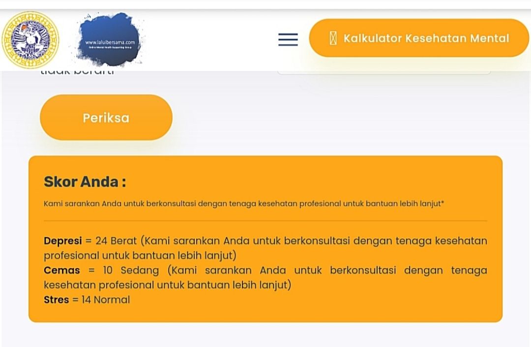 Link Tes Kalkulator Kesehatan Mental Health Terbaru Gratis, Ayo Ketahui Tingkat Depresi Kamu!