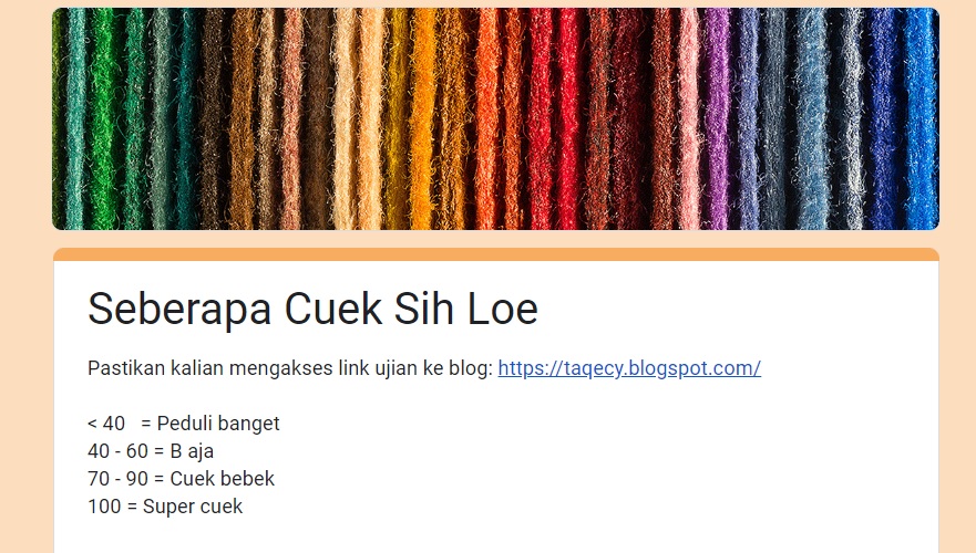 LINK Tes Ujian Cuek Versi Terbaru Google Form, Cek Seberapa Cuek Kamu di Sini