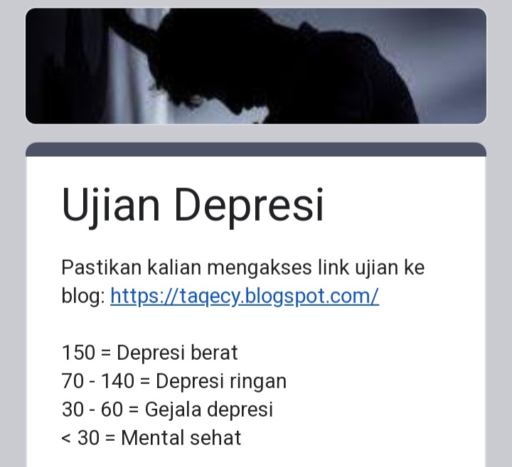LINK Tes Ujian Depresi via Google Form, Apakah Kamu Baik-Baik Saja?