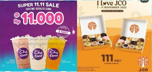 Aneka Promo 11.11: JCO, Chatime, Gofood, Shopee, Chatime, Pizza Hut, Kopi Kenangan Sampai Street Boba