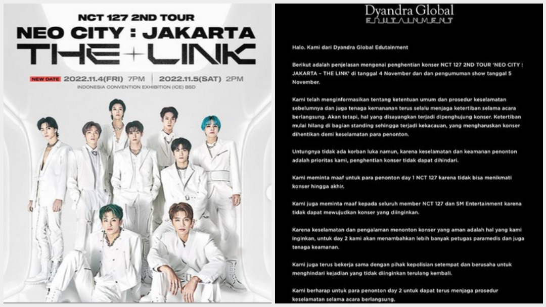 Konser NCT 127 Day 1 Dihentikan/ Tangkapan Layar Instagram @dyandraglobal