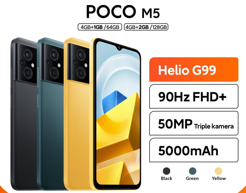 POCO M5 Series memiliki performa yang bisa di ajak Nge-Gas dengan chipset terbaru Helio G99. Tapi har dengan harga paling murah dikelasnya.