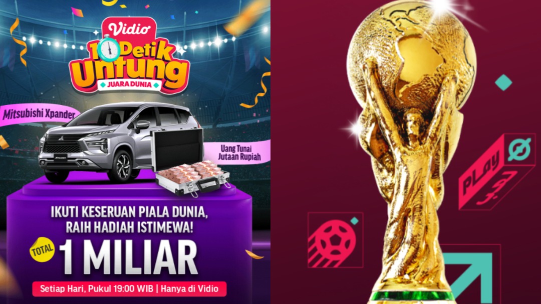 Games Berhadiah Saldo Uang Gratis di Vidio Piala Dunia/ Kolase Vidio.com