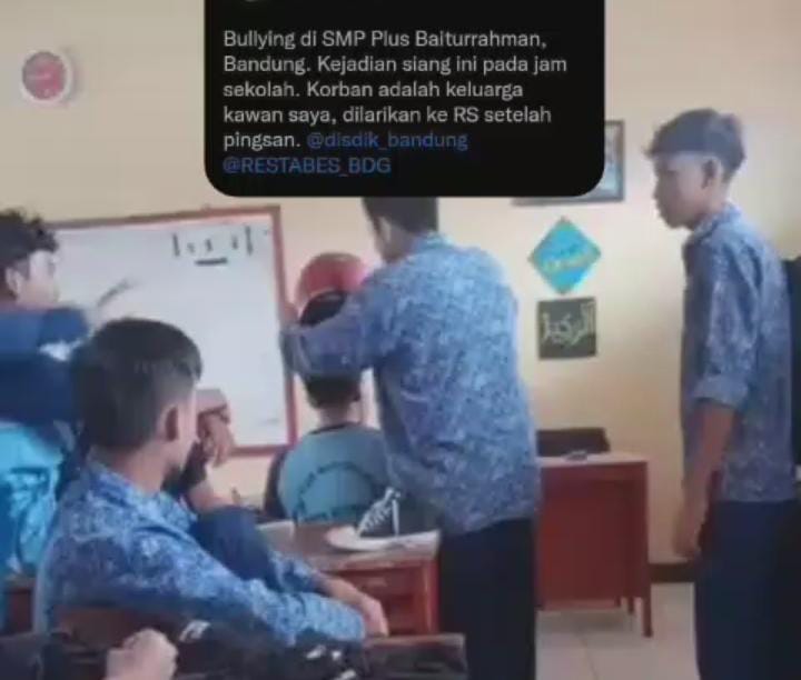 TINDAK KEKERASAN: Tangkap layar aksi bullying di SMP Plus Baiturahman, Kota Bandung.