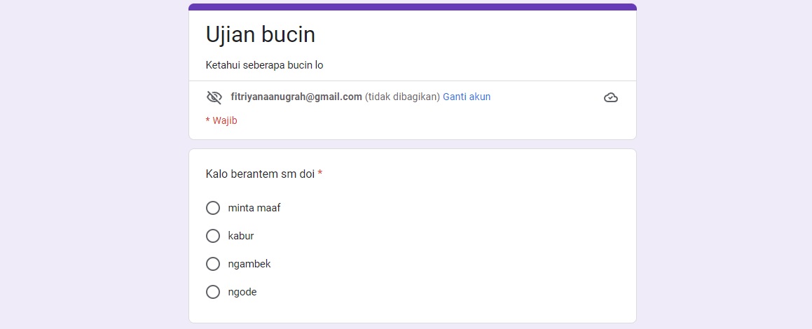Ini Link Tes Ujian BUCIN Paling Baru Via Google Form yang Viral, Ayo Coba di Sini!