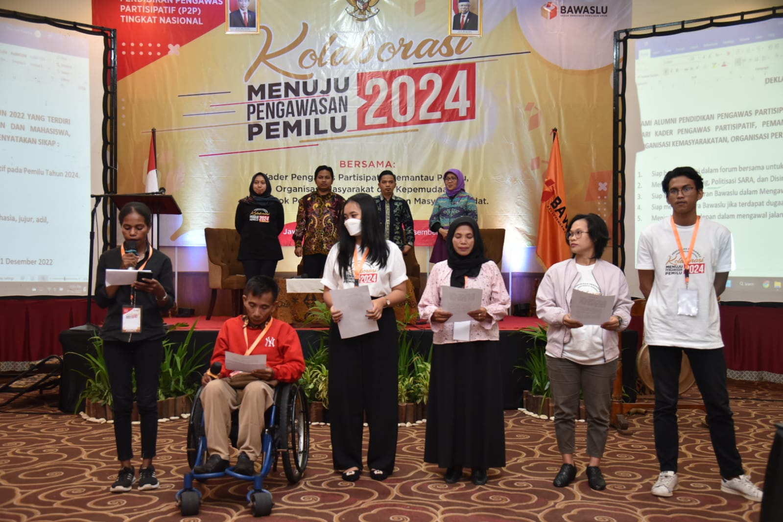 Pendidikan Pengawas Partisipatif (P2P) Nasional Gelombang II Tahun 2022 di Solo, Jawa Tengah menghasilkan Deklarasi Solo untuk awasi pemilu.