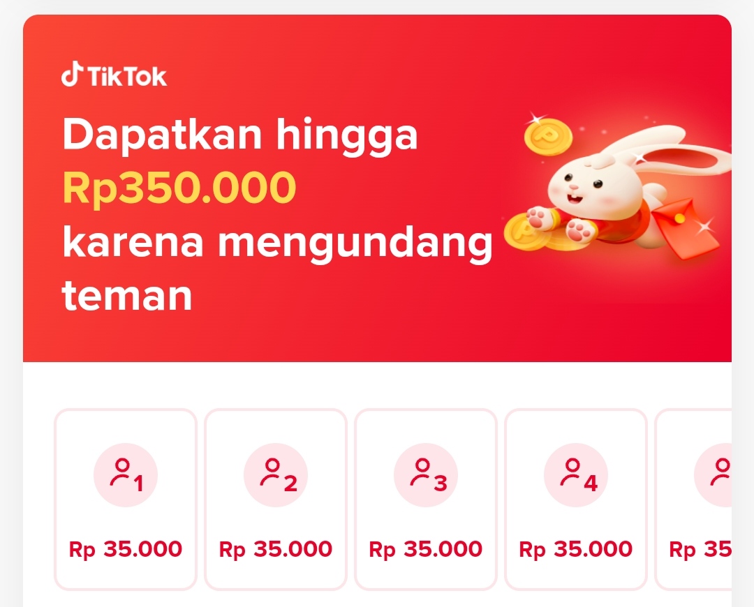 TikTok Bonus Undang Teman/Tangkap Layar Aplikasi TikTok