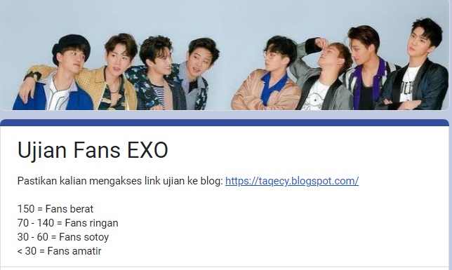 Link Ujian Fans EXO/ Tangkap Layar Google Form