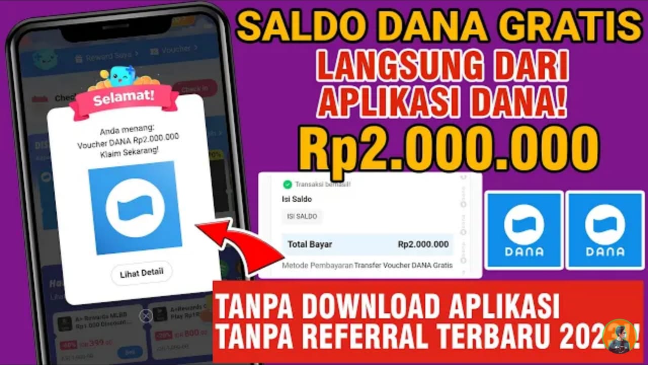 Terbukti Langsung Cair Saldo DANA Gratis Rp 2 Juta Per Hari Terbukti Membayar (Tangkapan Layar Youtube OT YTV)