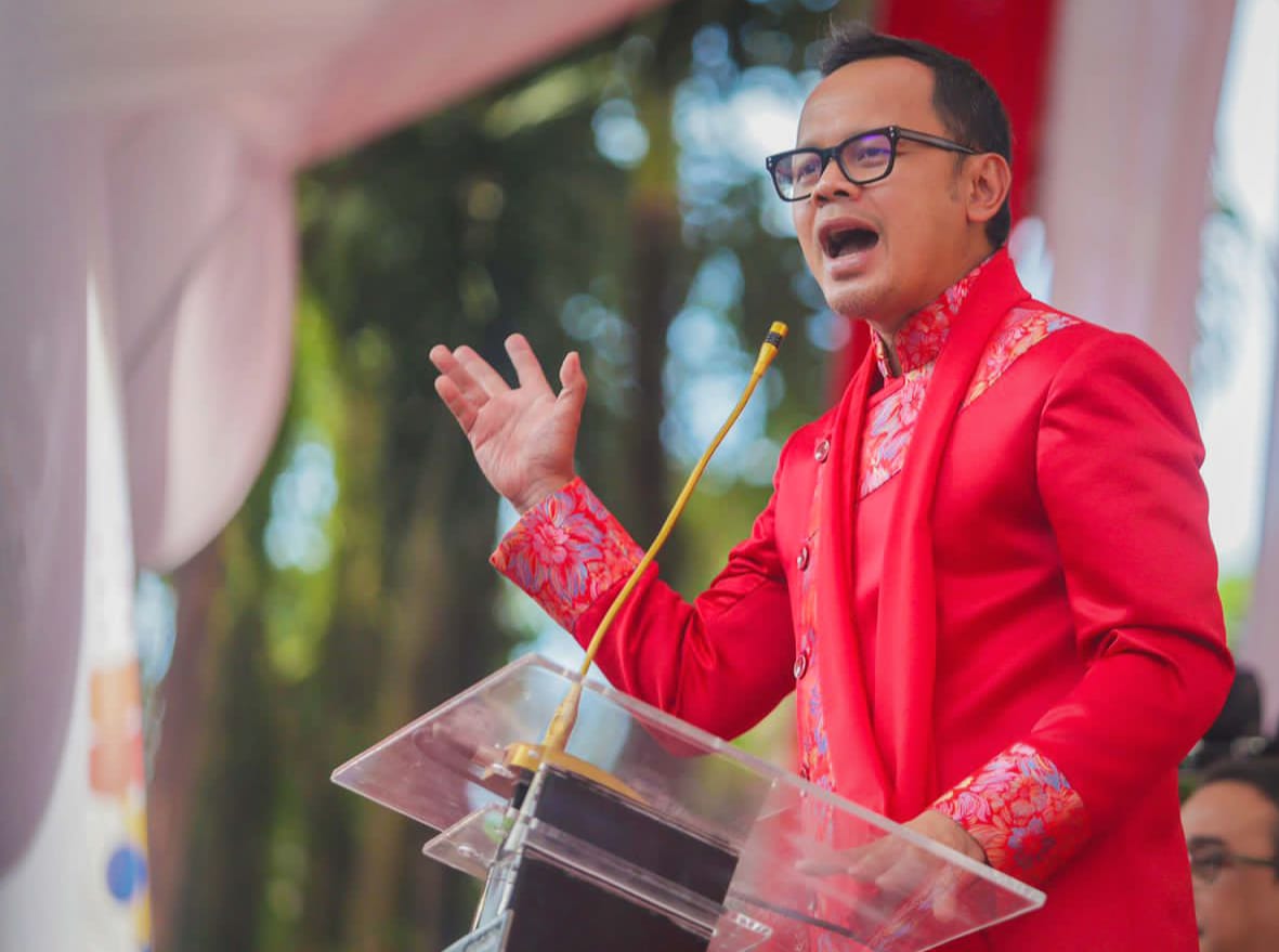 Wali Kota Bogor Bima Arya saat berpidato pada kegiatan Bogor Street Festival CapGoMeh (CGM) 2023 beberapa waktu lalu. (Yudha Prananda / Jabar Ekspres)