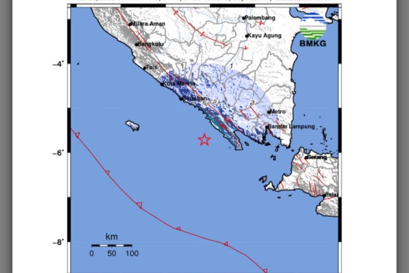 Gempa M4,8 Guncang Pesisir Barat, Lampung