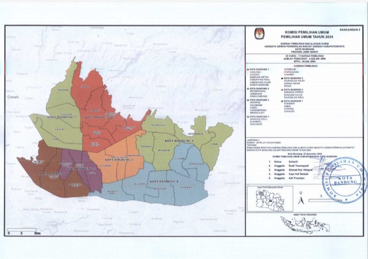 KPU Kota Bandung Telah Menetapkan Pembagian Daerah Pemilihan Dapil Untuk Pemilihan Anggota Legislatif Pileg Pada Pemilu 2024. 