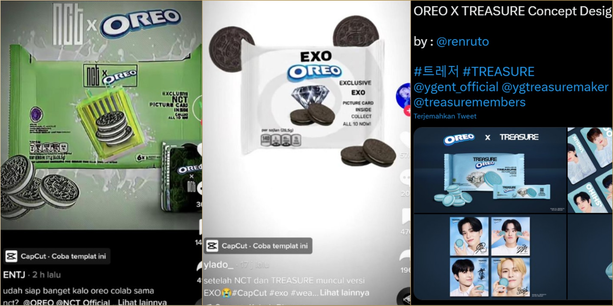 Viral OREO NCT EXO dan TREASURE/ Kolase TikTok dan Twitter