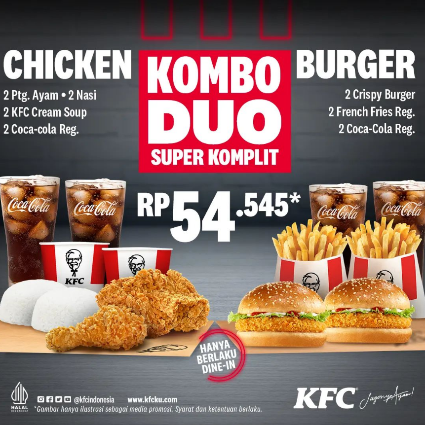 Promo KFC Kombo Duo Super Komplit/ Instagram @kfcindonesia