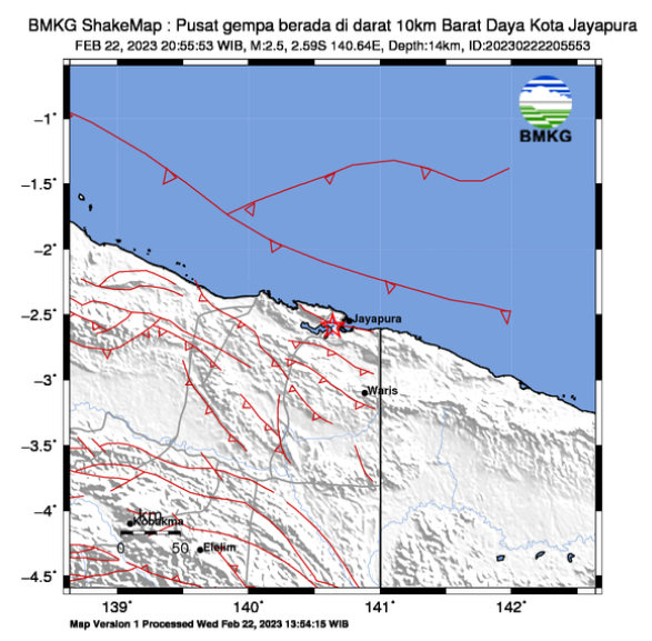 Info Gempa Terkini M 2,5 Di Papua Hari Ini 23 Februari 2023