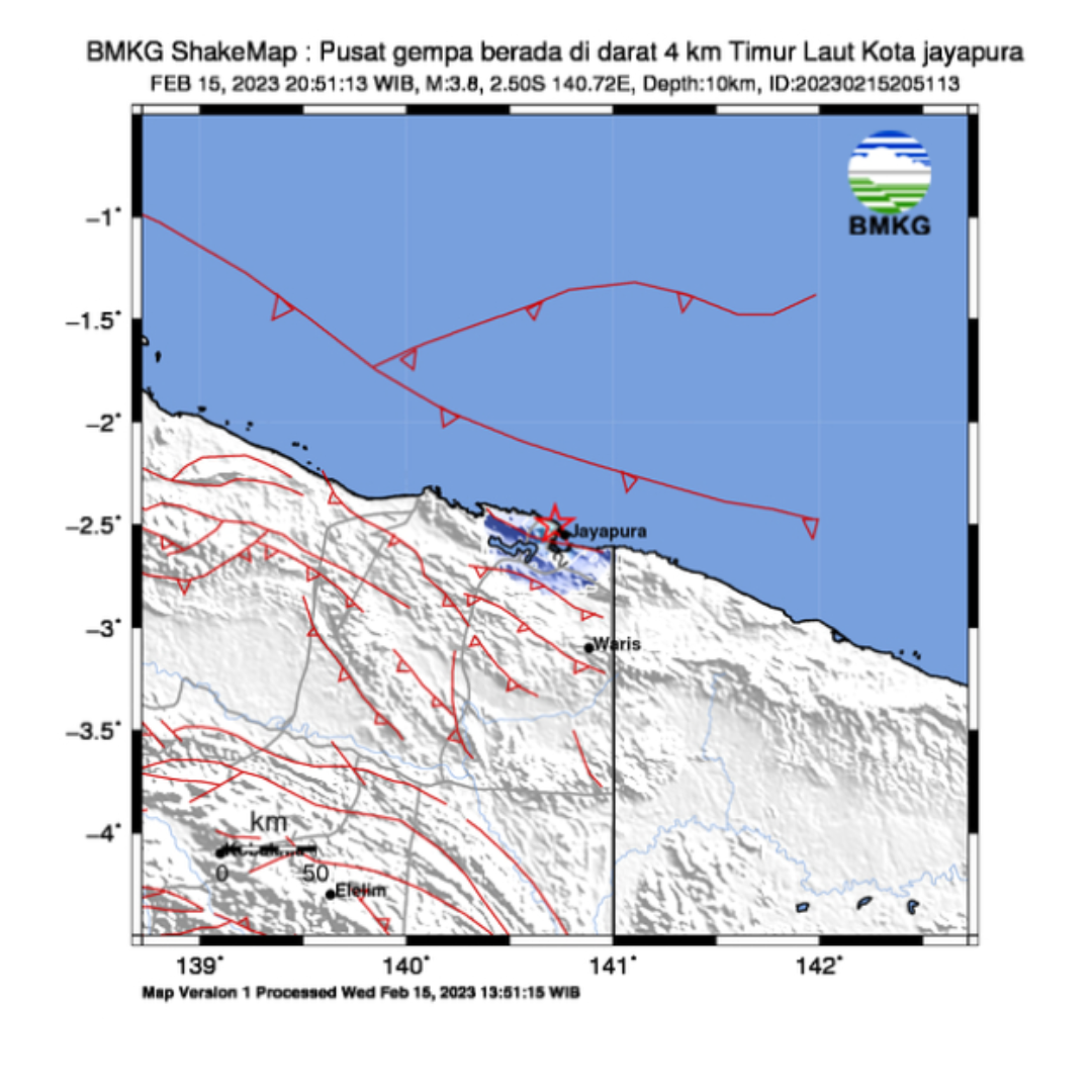 Info Gempa Terkini M 3.8 di Kota Jayapura Hari Ini 16 Februari 2023, Waspada!
