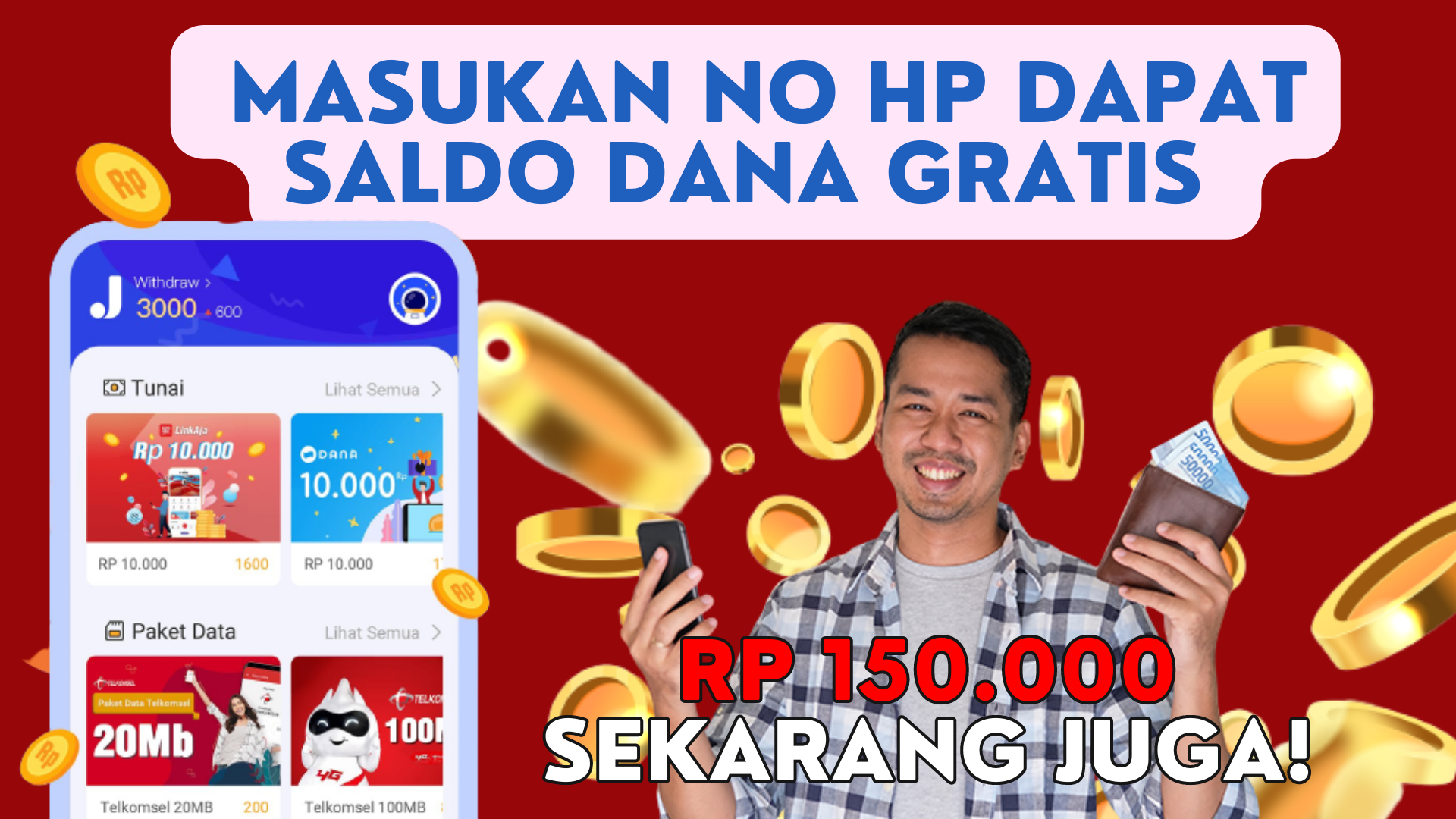 Cukup Masukan No HP Bisa Dapat Saldo DANA Gratis Rp150.000 Sekarang Juga!