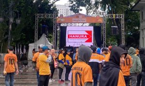 Dalam pidatonya, Ridwan Kamil menyambut para peserta kader Partai Hanura yang memilih Kota Bandung untuk di laksanakannya Rakornas