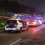 Satlantas Polresta Bogor Kota saat berpatroli sambil membangunkan sahur. (Yudha Prananda / Jabar Ekspres)