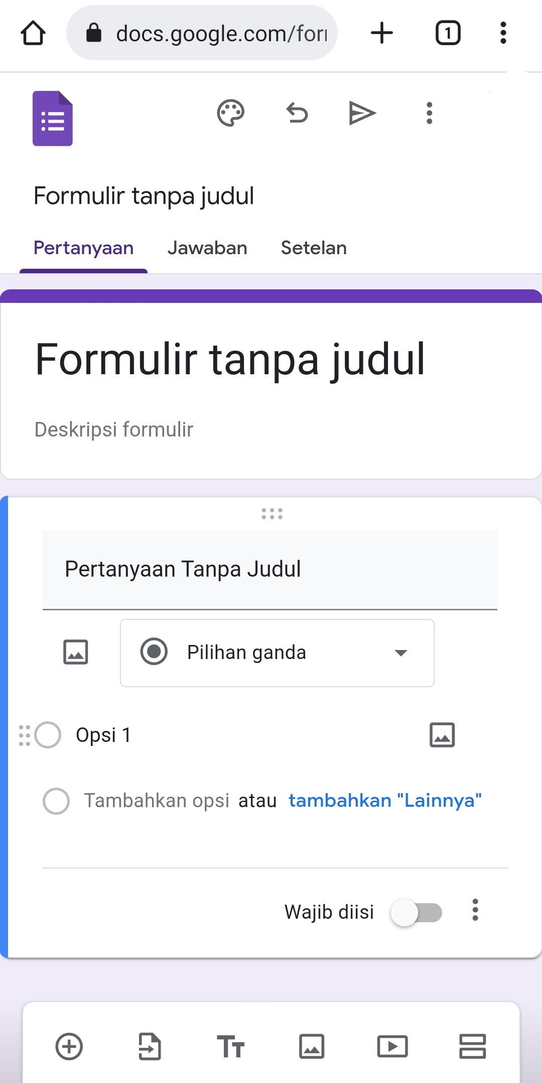 Tampilan Google Form/ Tangkap Layar Google Form