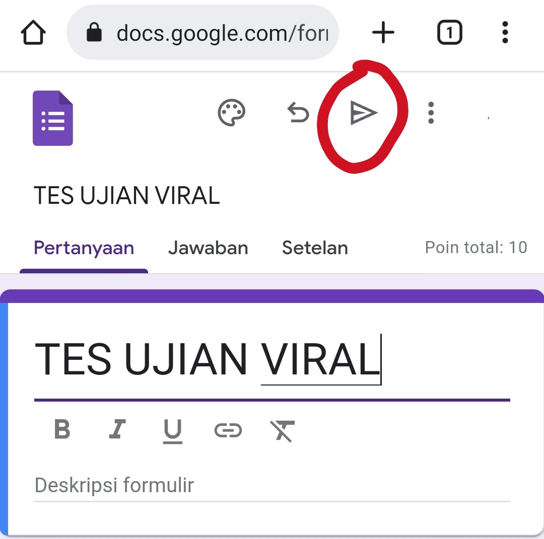 Membagikan Link Tes/ Tangkap Layar Google Form