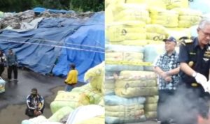 Pemerintah melalui Polri dan Bea Cukai Kemenkeu telah memusnahkan pakaian bekas impor senilai Rp80 miliar. Tangkap layar YouTube/Kanal Bea Cukai TV.