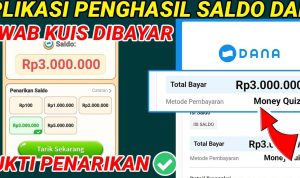 Bukti pembayaran saldo DANA gratis Rp 3 juta dari aplikasi penghasil uang.