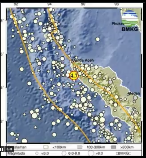 Info Gempa Terkini M 4,7 di Aceh Jaya Hari Ini 26 April 2023