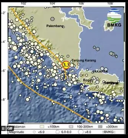 Info Gempa Terkini M 3,3 di Lampung Hari Ini 9 Maret 2023