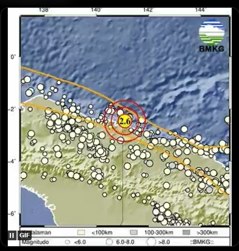 Info Gempa Terkini M 2,6 di Papua Hari Ini 24 Maret 2023