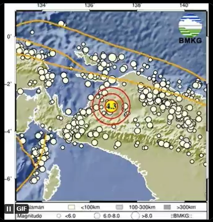 Info Gempa Terkini M 4,3 di Papua Hari Ini 26 Maret 2023