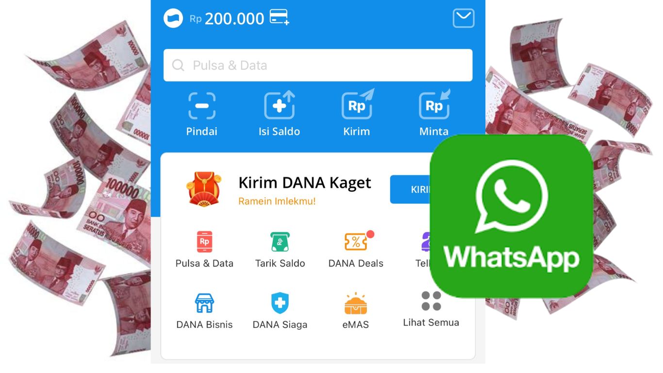 Daftar Nomor WhatsApp Dapat Saldo DANA Gratis Rp200 Ribu