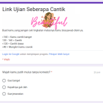 Link Ujian Seberapa Cantik Kamu Google Form/ Tangkapan Layar (Tondanoweb.com)