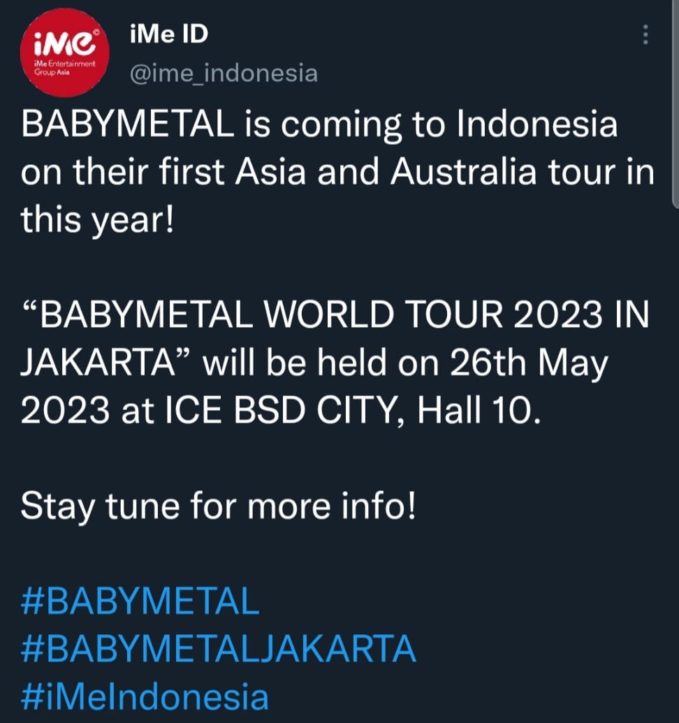 Catat! Baby Metal Siap Konser di Indonesia Tanggal 26 Mei 2023
