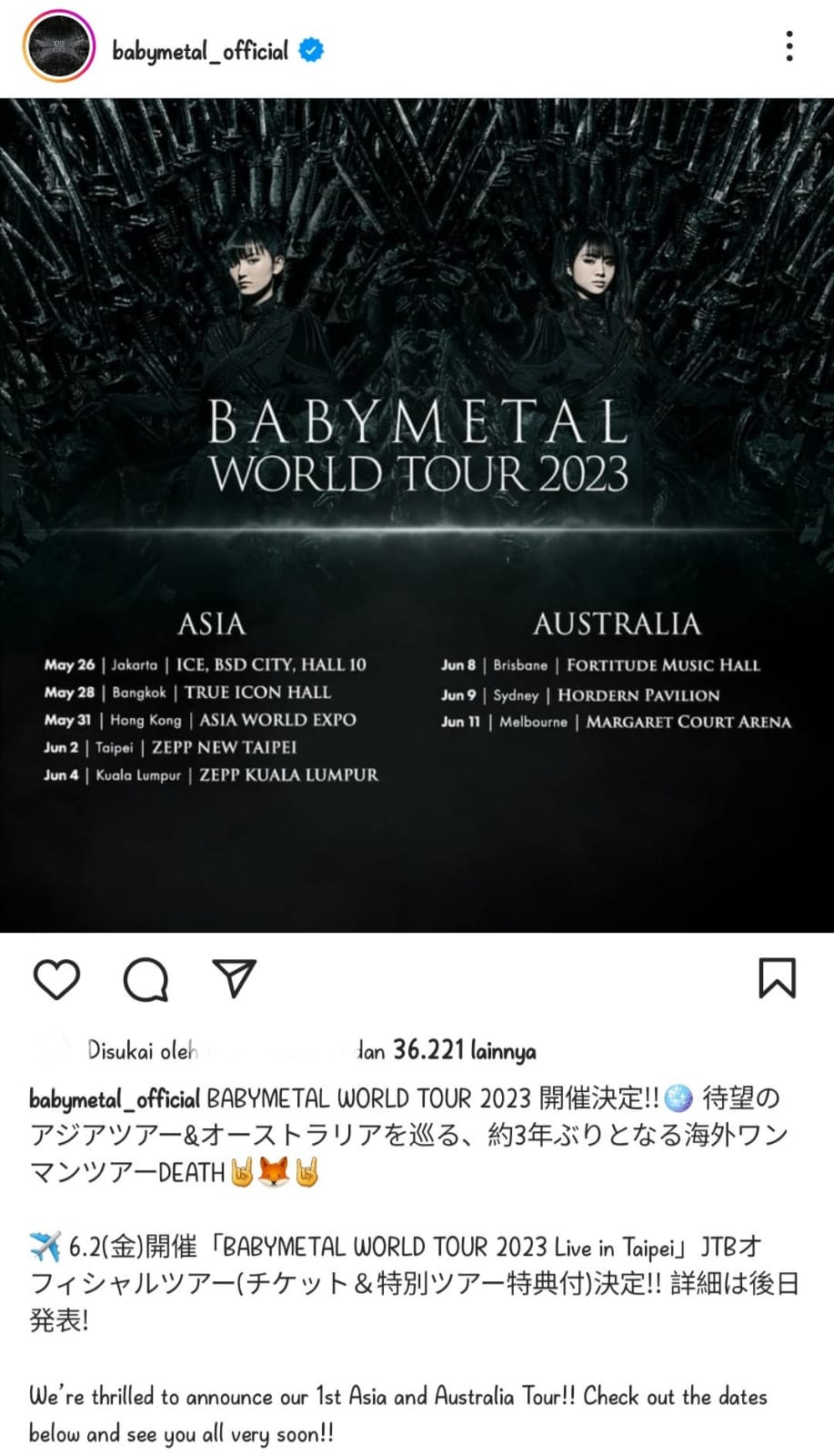 Catat! Baby Metal Siap Konser di Indonesia Tanggal 26 Mei 2023