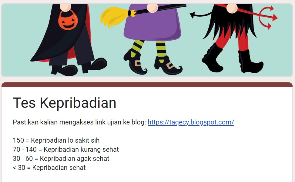 Link tes ujian kepribadian via Google Form