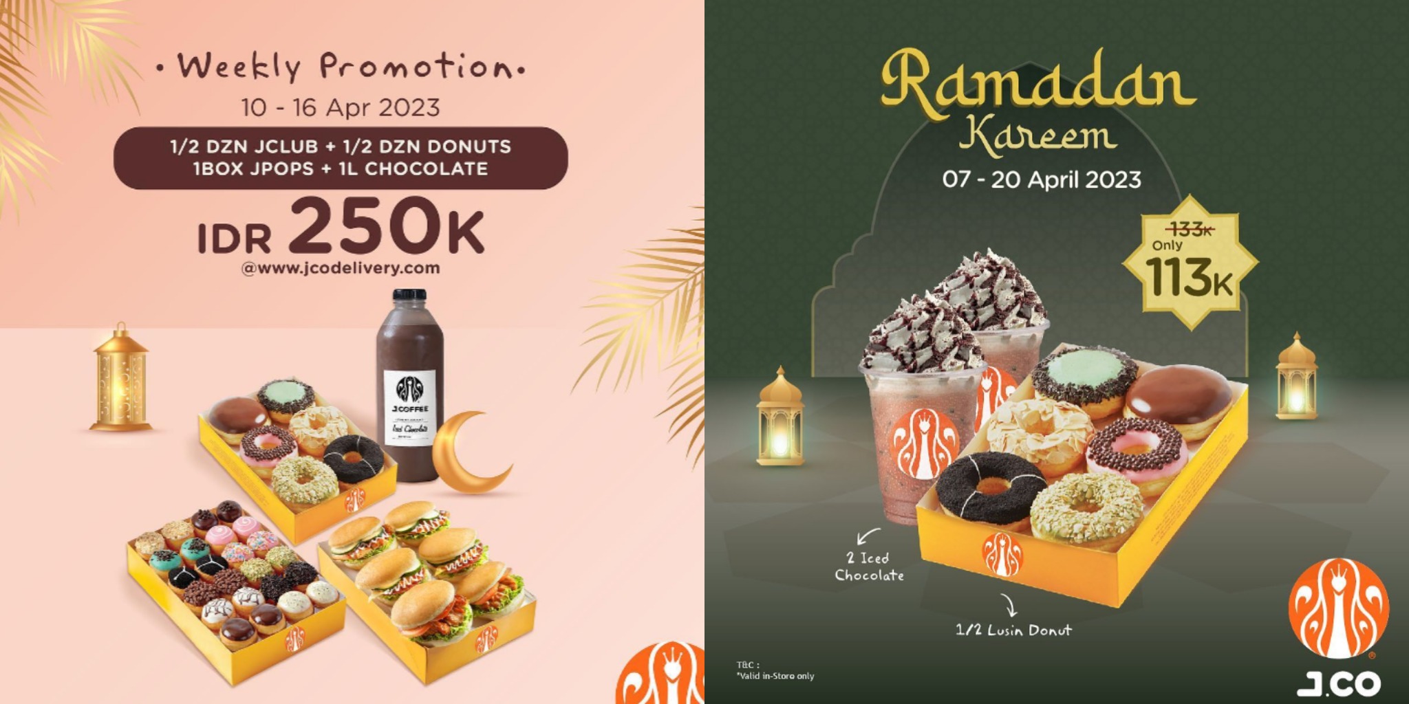 Promo JCO Mingguan dan Ramadhan Kareem/ Kolase Instagram @jcoindonesia