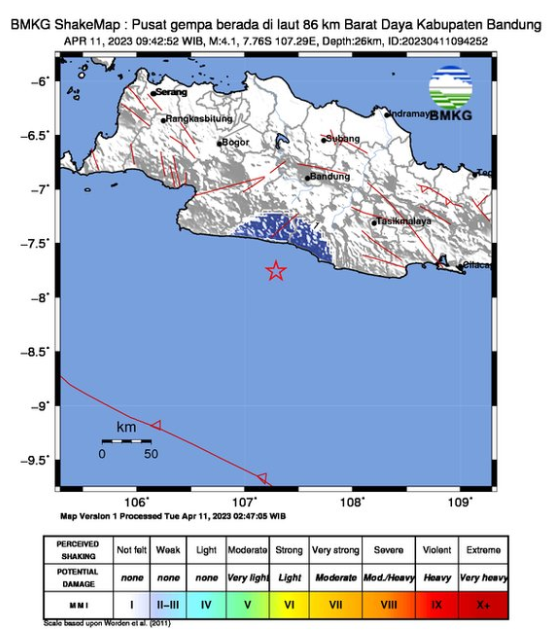 Info Gempa Terkini M 4,1 di Jawa Barat Hari Ini 11 April 2023
