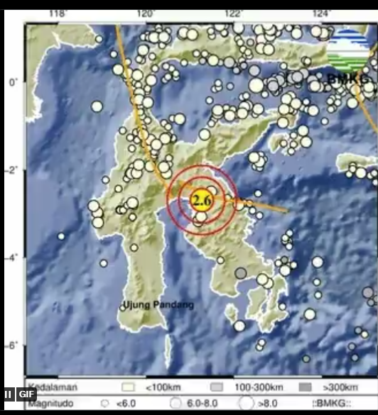 Info Gempa Terkini M 2,6 di Sulawesi Selatan Hari Ini 13 April 2023