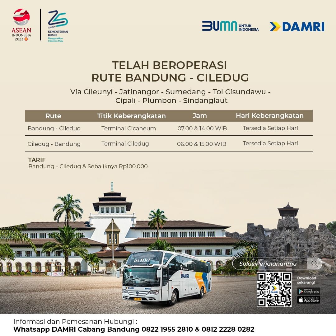 DAMRI Buka Rute Baru Bandung - Ciledug (Cirebon), Ini Cara Pesan Tiketnya/Foto: Instagram (@damriindonesia)