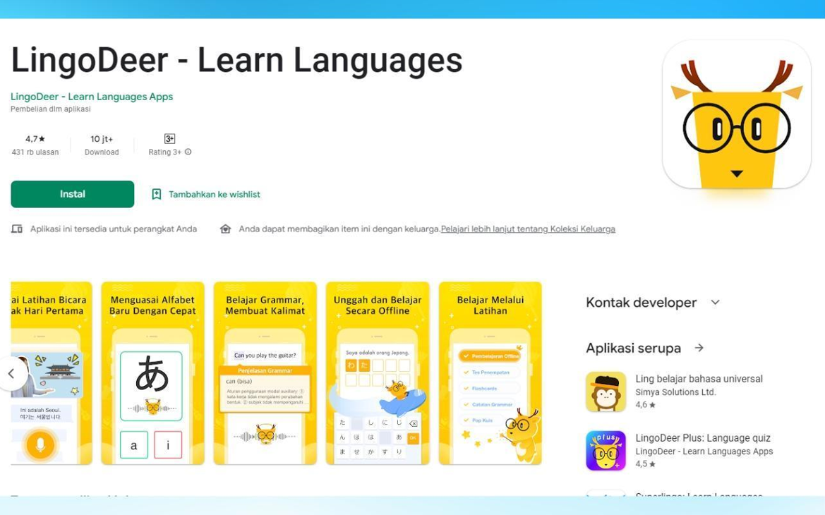 LingoDeer, Aplikasi Belajar Bahasa Asing Terpopuler