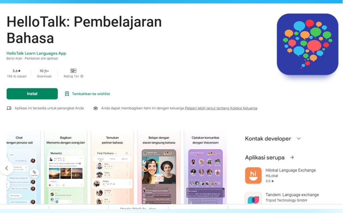 HelloTalk, Aplikasi Belajar Bahasa Asing Terpopuler