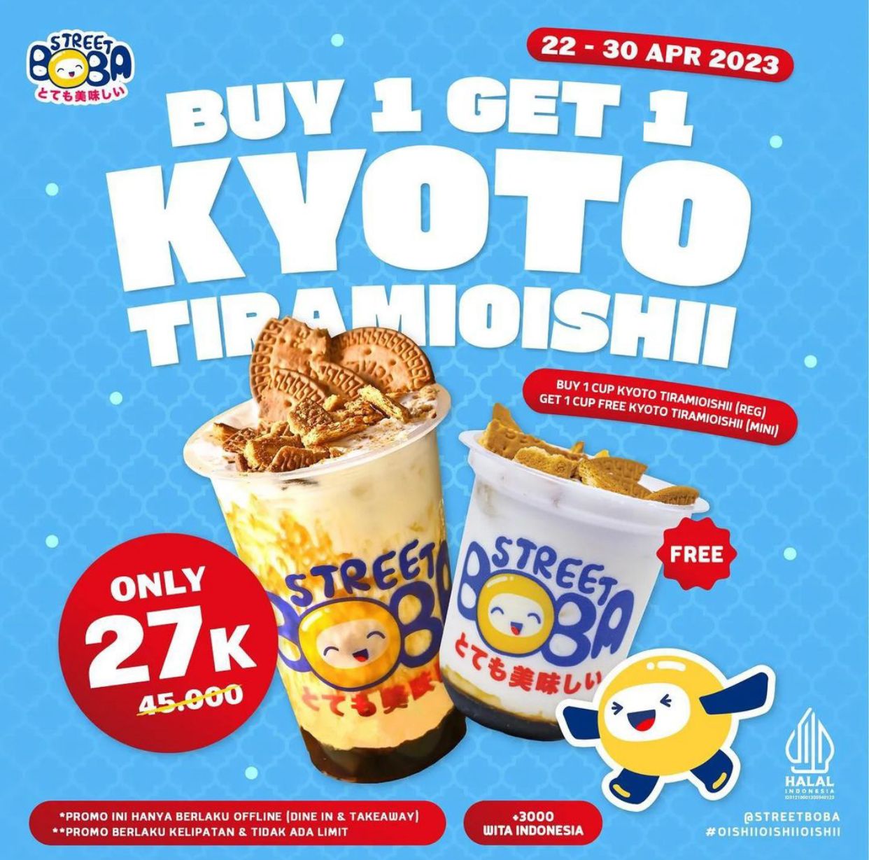 Promo STREET BOBA April 2023, Daerah WITA Indonesia!