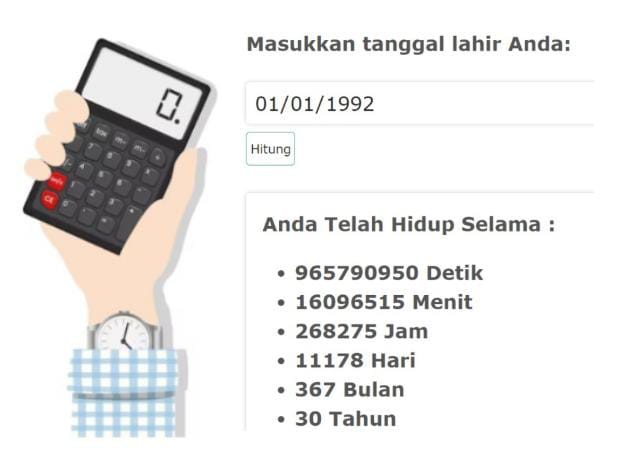 Kalkulator Hitung Umur yang sedang viral.