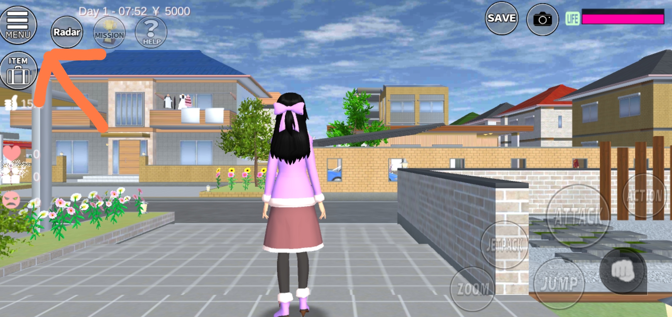Langkah 2 Klik Menu/ Tangkap Layar Game Sakura School Simulator